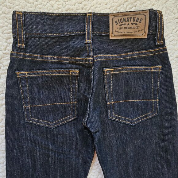 Levi Strauss Slim Straight Dark Wash Denim Jeans Youth 6 Reg Adjustable Waist - Picture 5 of 7